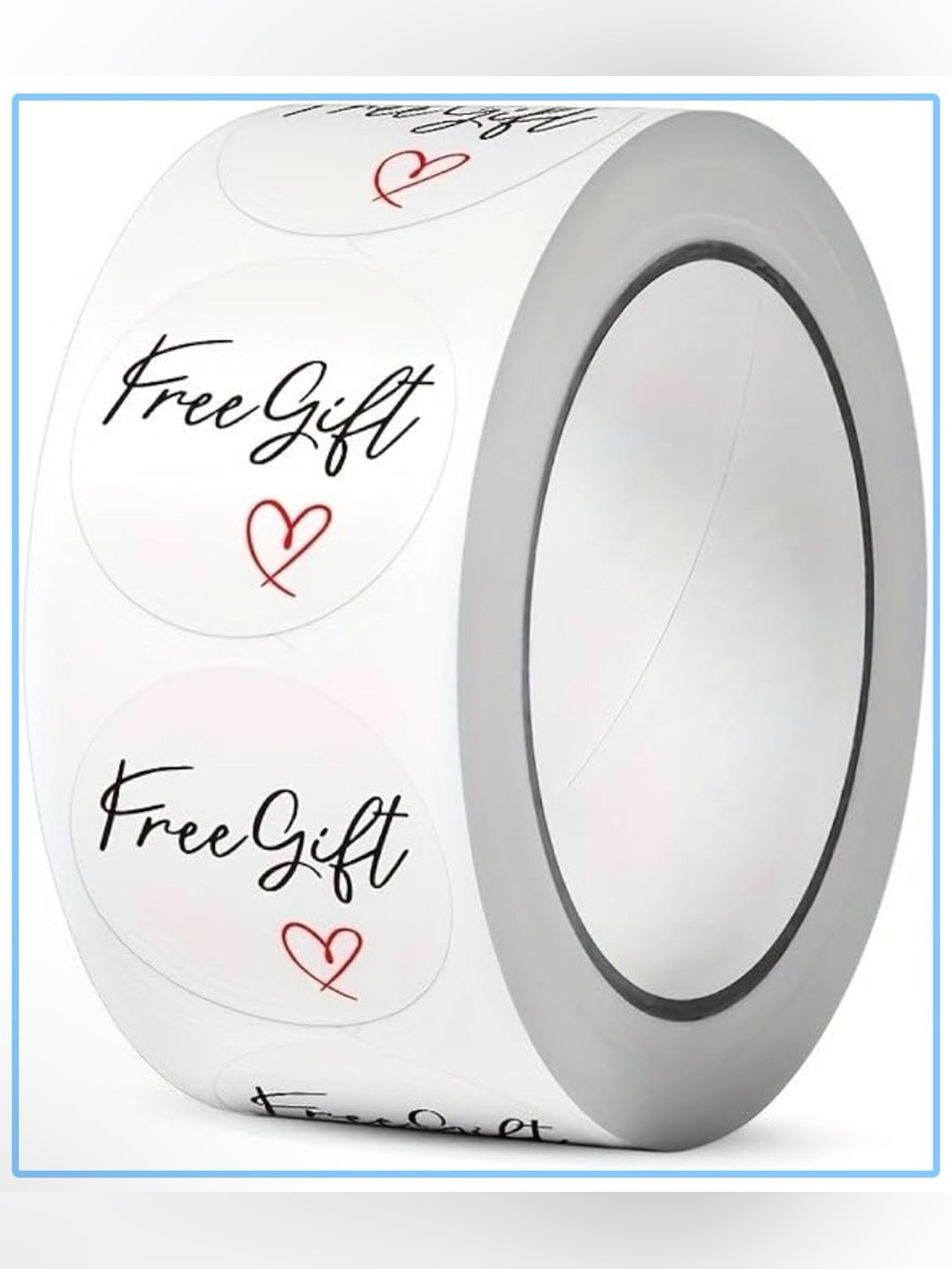 Free Gift Heart Round Sticker Roll - 500 Pcs
